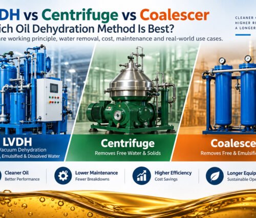 LVDH machine, centrifuge and coalescer compared side by side