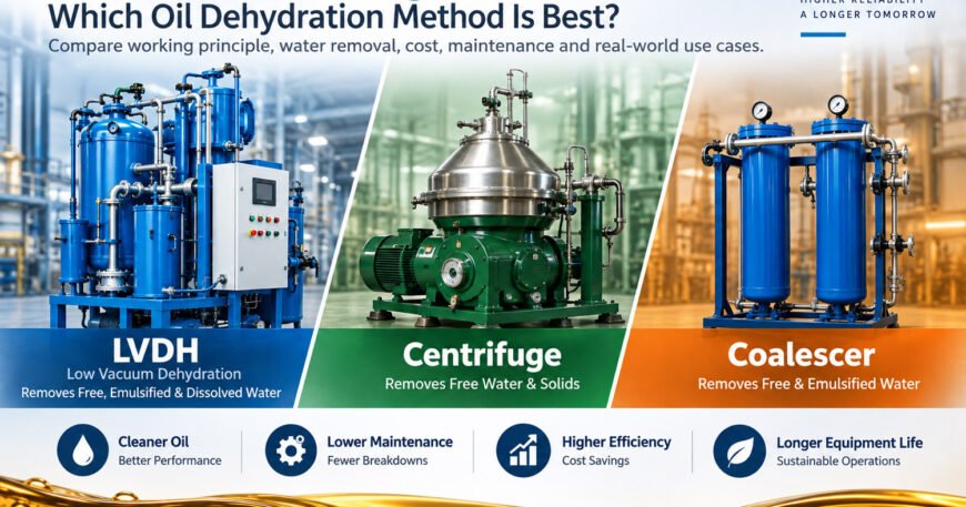 LVDH machine, centrifuge and coalescer compared side by side